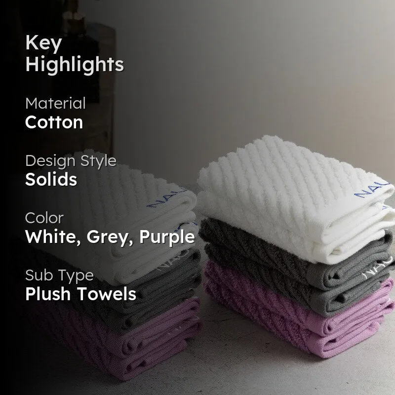 Nautica Riviera Soft Cotton Hand & Face Towel (White,Lilac & Dark Grey) - Set Of Twelve media 2