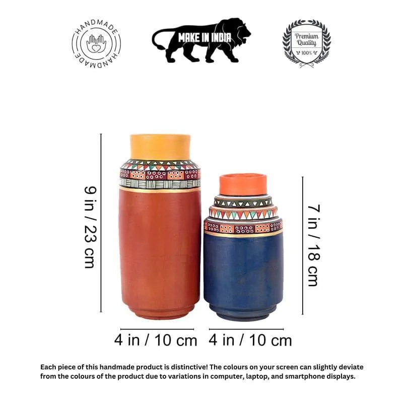Bhumika Tribal Terracotta Vase - Set Of Two media 5