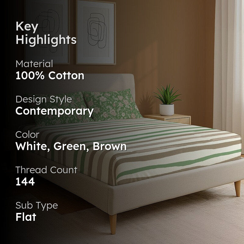 Urban Space Mridula Classic Cotton Bedsheet - 144 TC media 2