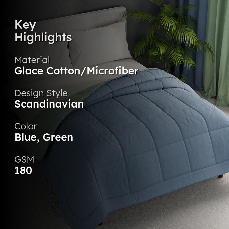 Herbert Reversible Solid Comforter (Blue) - 120 GSM media 2
