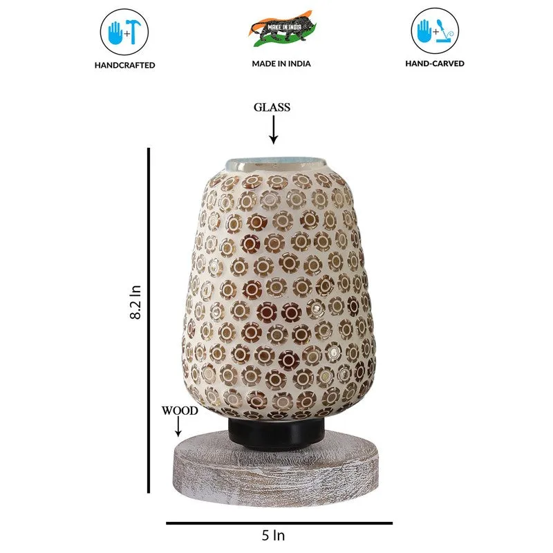 Sparklen Glass Table Lamp With Wooden Base - Multicolor media 8