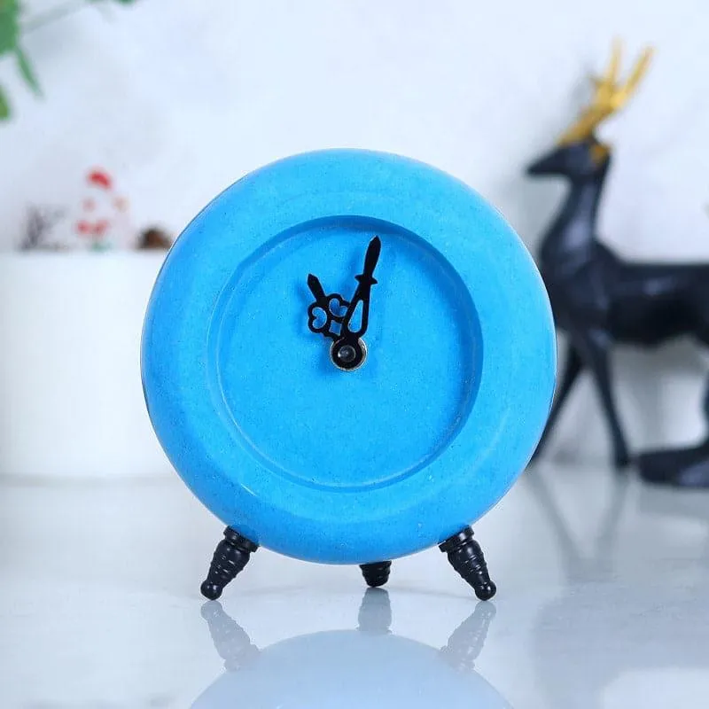 Tisora Hand Crafted Marble Table Clock - Blue media 3