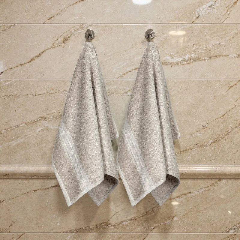 PlushAura Cotton Hand Towel (Beige) - Set Of Two media 3