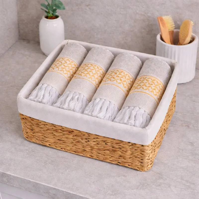 MosacStripe Cotton Hand Towel (Yellow) - Set of Two media 1