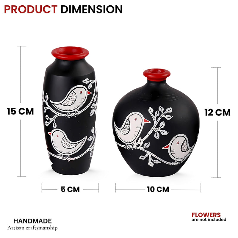 Neel Pakhi Handpainted Terracotta Vase - Set Of Two media 8