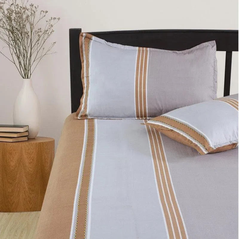 Siesta Stripes Microfiber Bedsheet (Brown) - 125 GSM media 5