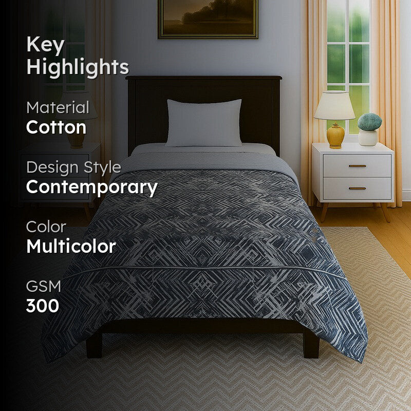 Cozyloom Geometric Cotton Comforter (Multicolor) - 300 GSM media 2