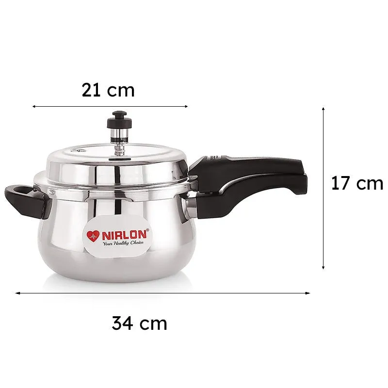 Nirlon Steel Pressure Cooker - 3000 mL/ 8 Inches media 8