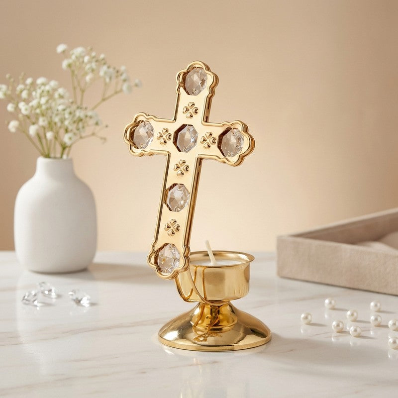 CrossAura 24K Gold Plated Mild Steel Candle Holder