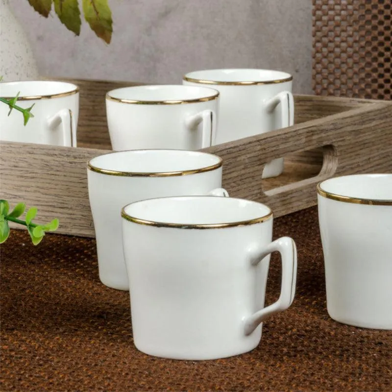 Sonaki Glanna Goldline Bone China Tea Cup (120mL Each) - Set Of Six media 3