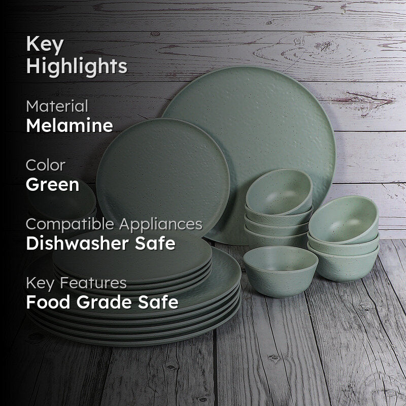 Dotura Melamine Dinner Set (Green) - 24 Piece Set media 2