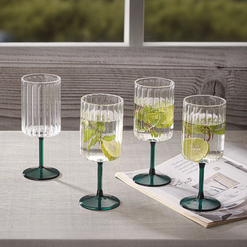 Teal Ripple Wine Glasses (220 mL) - Set Of Two media 4