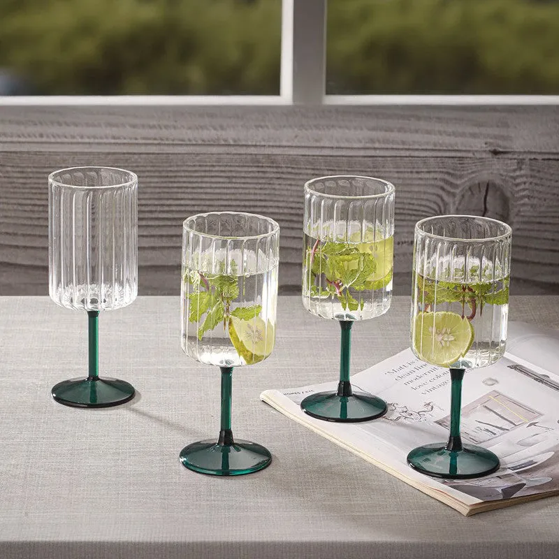 Teal Ripple Wine Glasses (220 mL) - Set Of Two - 4
