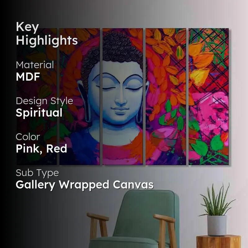 Chromatic Buddha Wall Art - Five Piece Set media 2