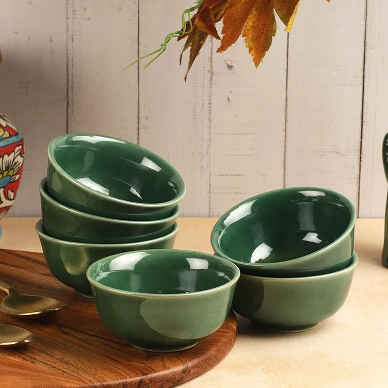 Brienne Ceramic Soup Bowl (150 mL/Green) - Set Of Six media 1