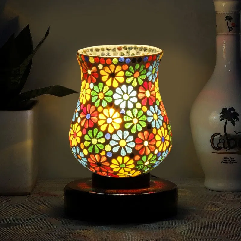 Stellix Mosaic Glass Table Lamp With Wooden Base - Multicolor media 1