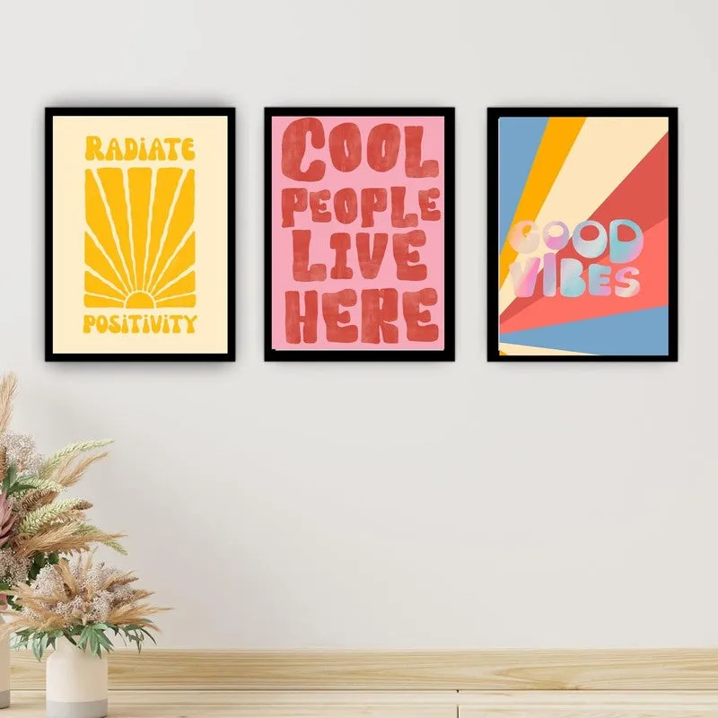 Positivity Pop Paper Wall Painting With Frame - Black media 3