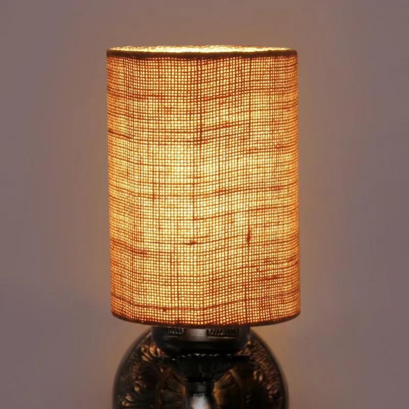 Amro Retro Cylindrical Fabric & Metal Wall Lamp - Beige media 4