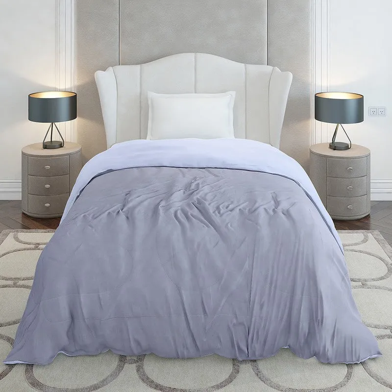Monte Carlo Softelle Solid Polyester Reversible Comforter (Grey & Lavender) - 110 GSM media 4