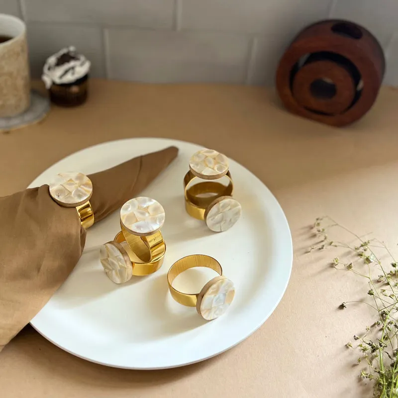 Asher Round Handcrafted Mother Of Pearl Napkin Ring - Set Of Six media 4