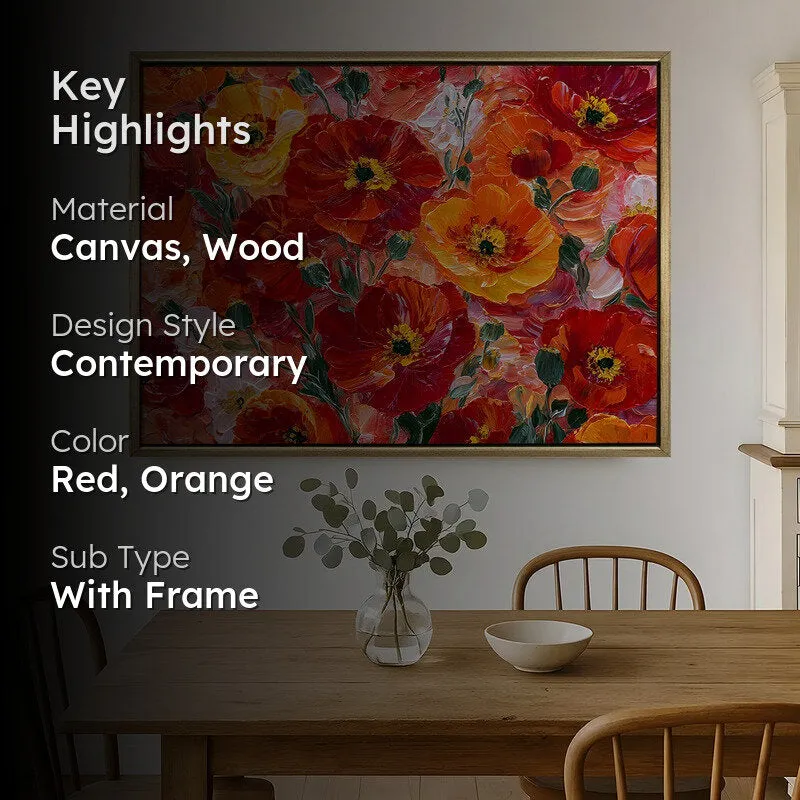 Wildflower Ember Canvas Wall Painting With Frame media 2