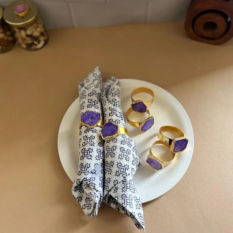 Suzzaine Handcrafted Agate Napkin Rings (Purple) - Set Of Six media 1
