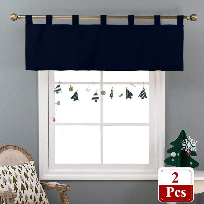 Tab Tale Flat Curtain Valance (Navy Blue) - Set Of Two media 7