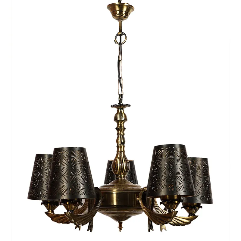 Thiva Etched Vistara Golden Antique Ceiling Lamp media 3