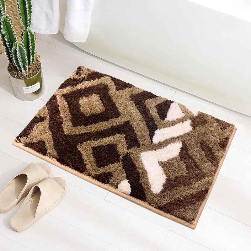Fluffy Diamonds Microfiber Bath Mat - Brown media 3