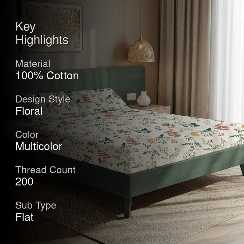 Spring Symphony Floral Cotton Bedsheets (Multicolor) - 200 TC media 2