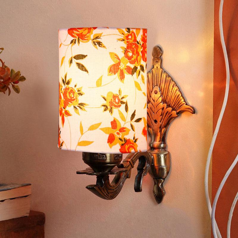 Magda Masique Ibis Flora Cylindrical Fabric & Metal Wall Lamp