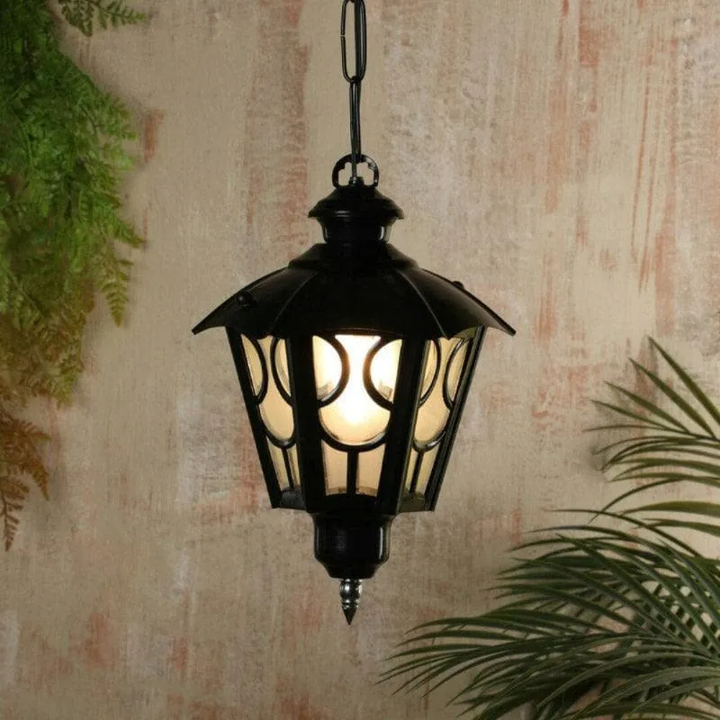Roma Metal Lantern Ceiling Lamp - Black media 1