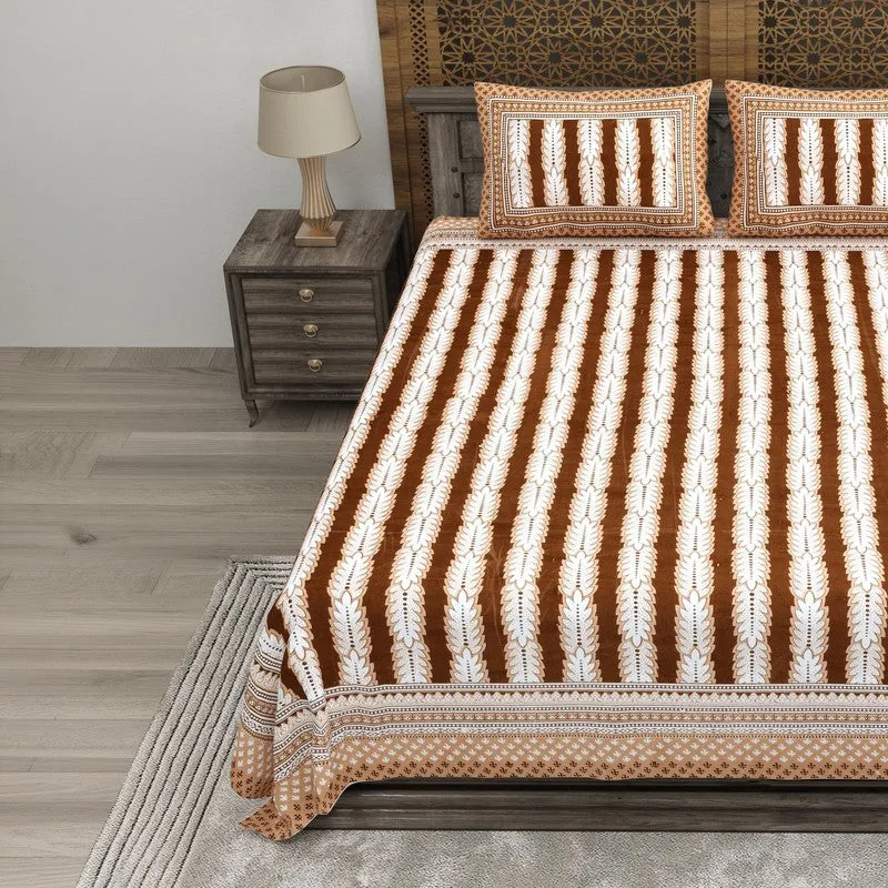 Designy Cotton Bedsheet (Brown,Beige) - 240 TC media 3