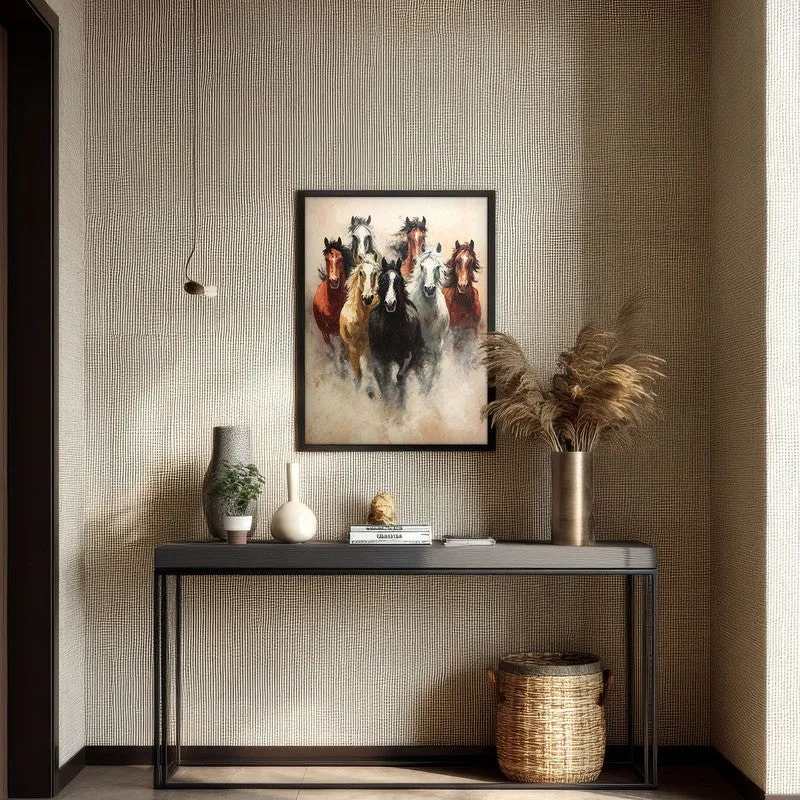 Unbridled Force Horse Wall Painting With Black Frame media 7