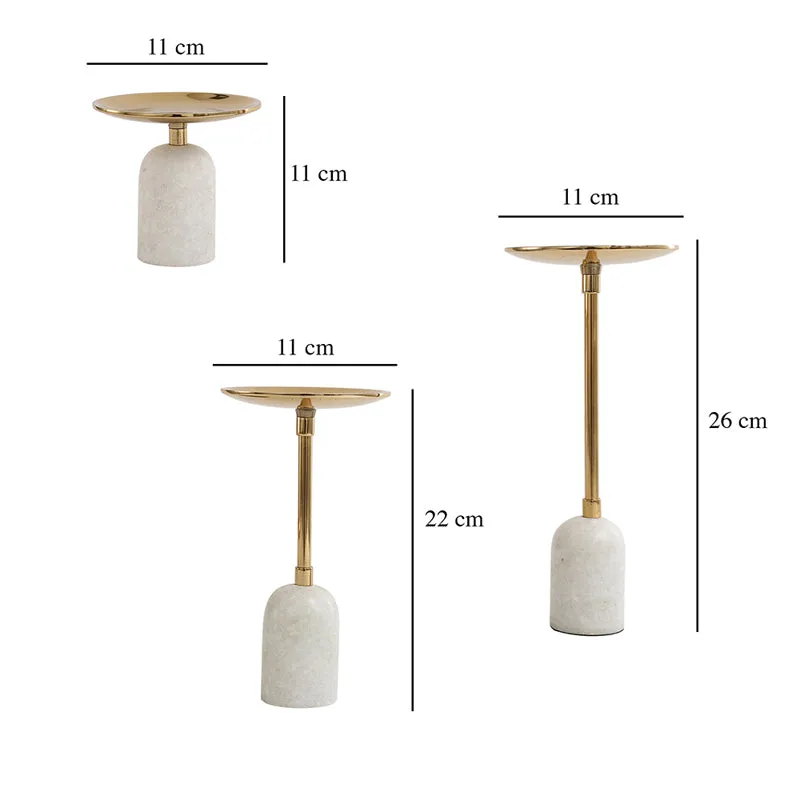 Obra Pillar Candle Holder (Gold & Beige) - Set Of Three media 6