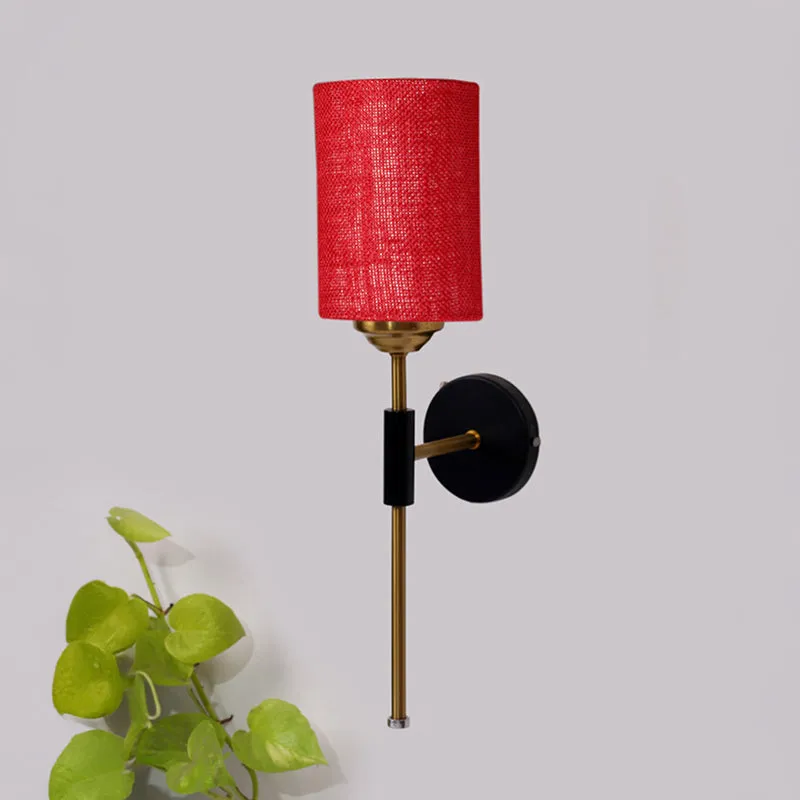 Beryll Cylindrical Jute Wall Lamp - Maroon media 3