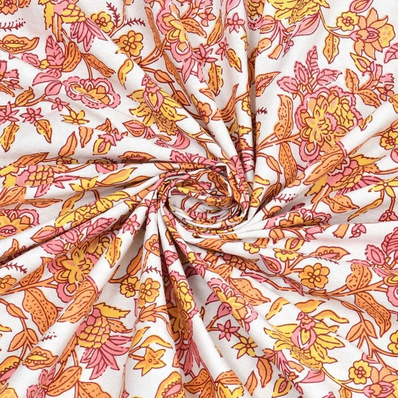 Styleza Cotton Bedsheet (Orange,White) - 240 TC media 5