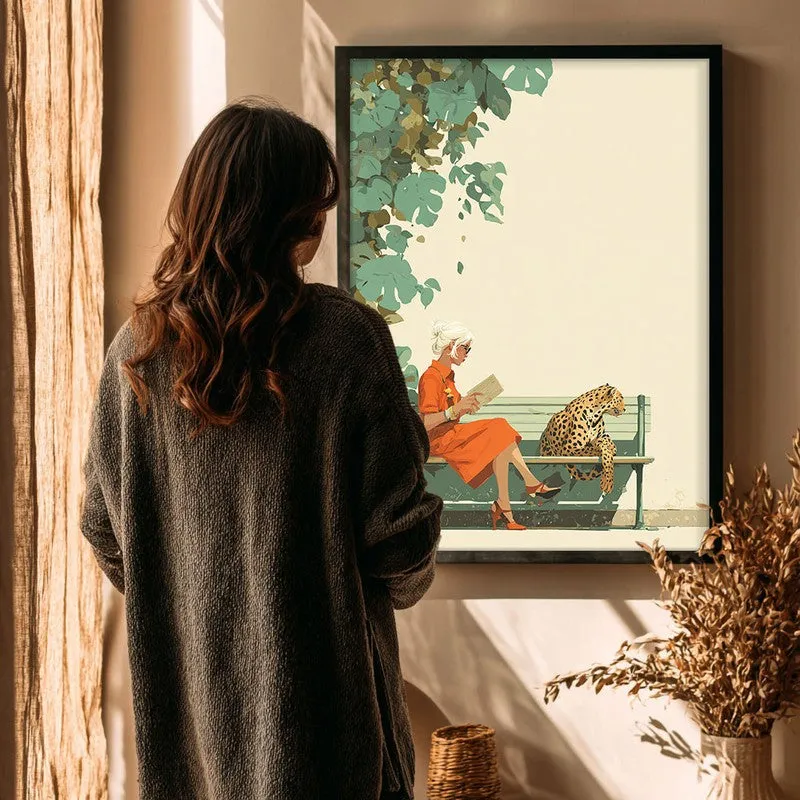 Jungle Reads Canvas Wall Painting - Black Frame media 4