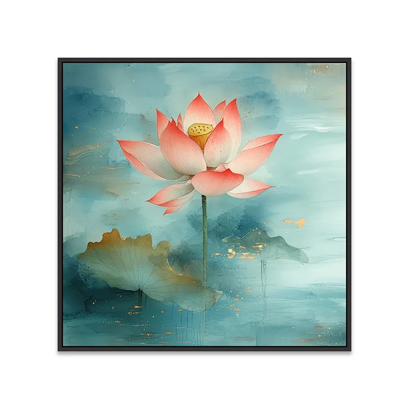 Faded Padma Canvas Wall Painting With Frame - Black media 6