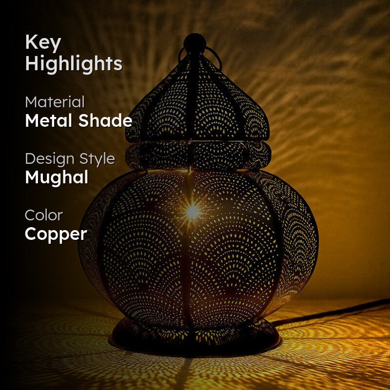 Antique Turkish Lantern Metal Table Lamp - Copper media 2