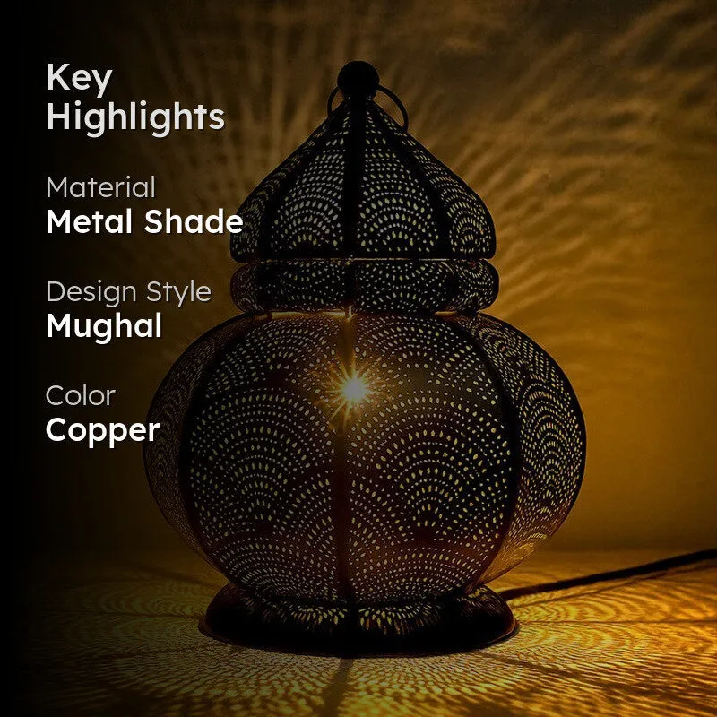 Antique Turkish Lantern Metal Table Lamp - Copper media 2