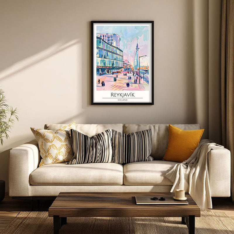 Vintage Reykjavik Framed Canvas Wall Painting