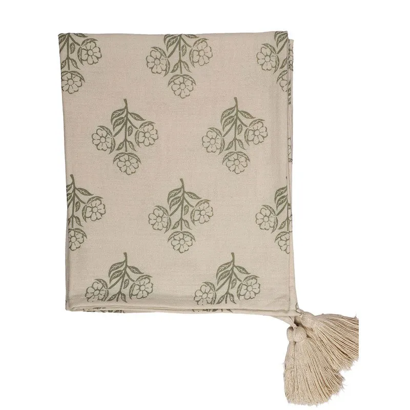 Floral Whisper Cotton Throw - Beige media 3