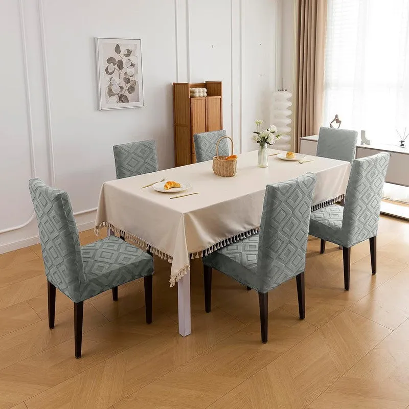 Diamante Jacquard Chair Cover (Stone Grey) - Set Of Six media 1
