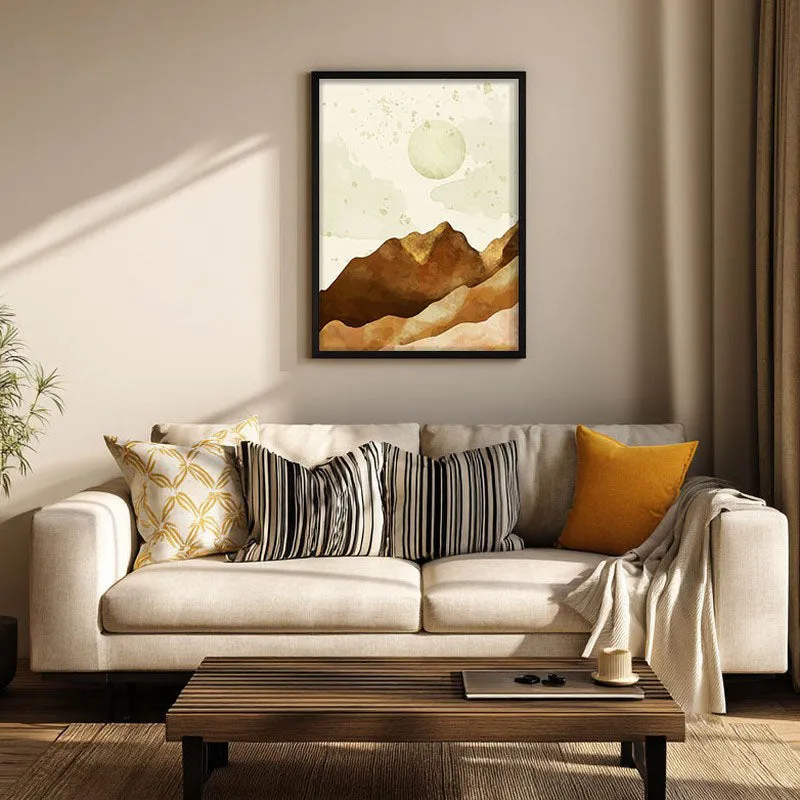 Moonlit Desert Peaks Archival Paper Wall Art With Frame media 1