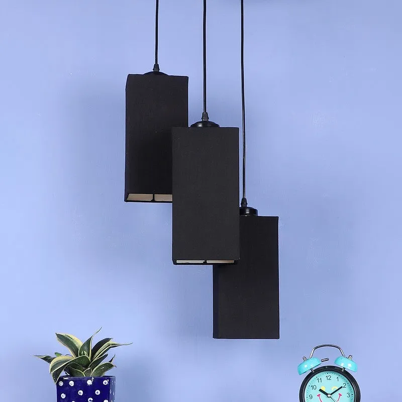 Warm Ivory Triple Metal Ceiling Lamp - Black media 4