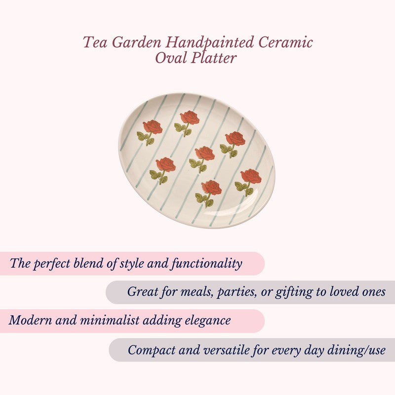 Tea Garden Handpainted Ceramic Oval Platter media 4