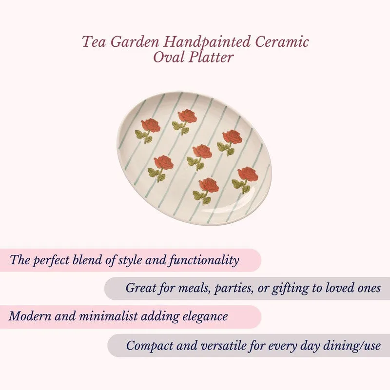 Tea Garden Handpainted Ceramic Oval Platter media 4