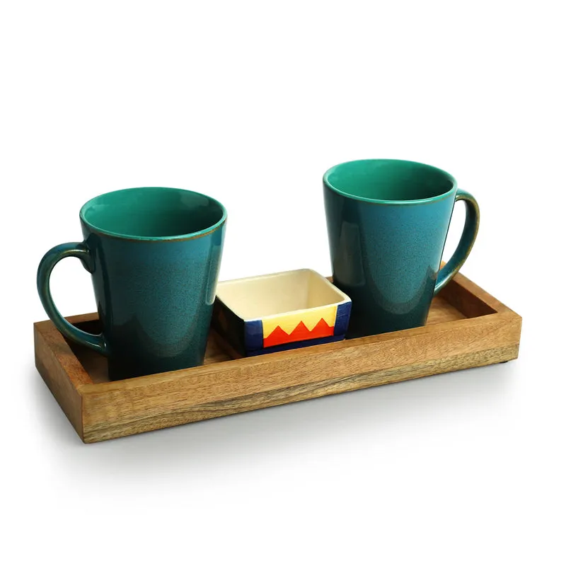 Vertex Ceramic High Tea Set (320 ML & 80 ML) - Four Piece Set media 3