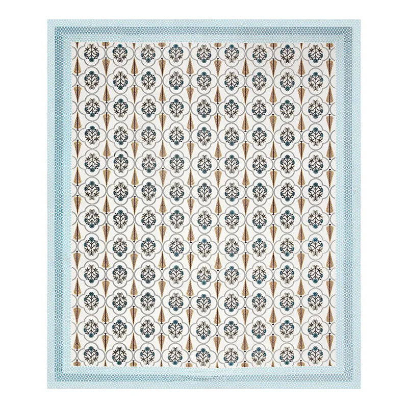 Kritika Cotton Bedsheet (Blue, Mustard) - 144 TC media 7